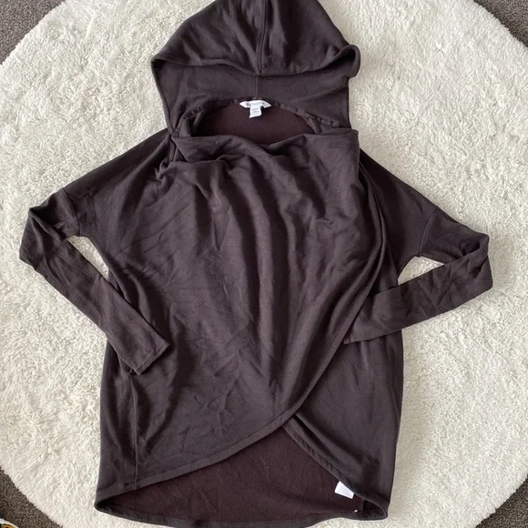 ❤️ Athleta Purana Wrap Sweatshirt Hoodie Dark Brown Size XXS NWT